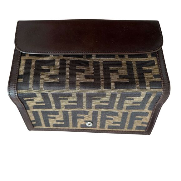 Authentic Fendi Zucca Monogram Canvas And Brown Leather Long Wallet Women’s - Picture 3 of 7